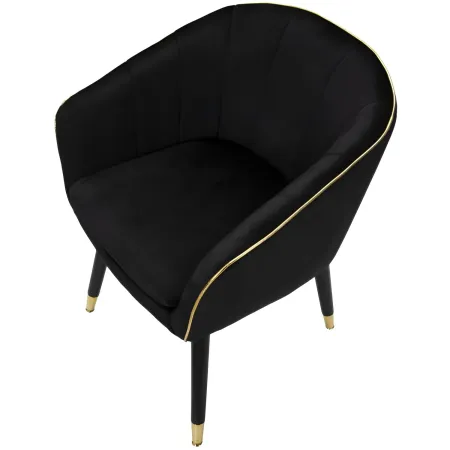 Poltrona in Tessuto Struttura in Metallo Nero Oro Sedia da Pranzo