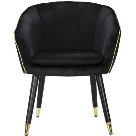 Poltrona in Tessuto Struttura in Metallo Nero Oro Sedia da Pranzo