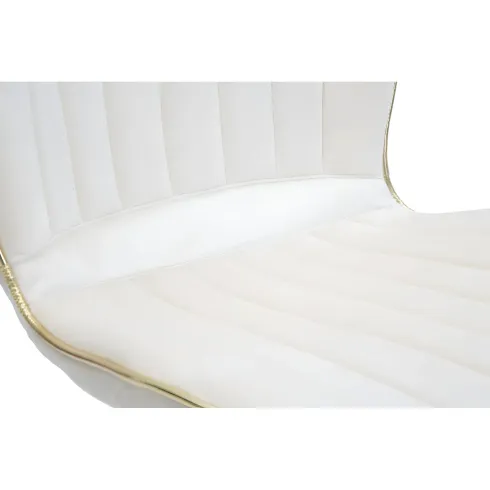 Set 2 Sedie da Pranzo in Velluto Crema Finitura Oro Moderno Soggiorno