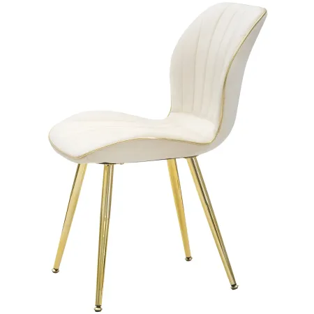 Set 2 Sedie da Pranzo in Velluto Crema Finitura Oro Moderno Soggiorno