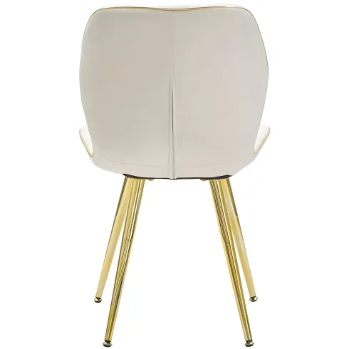 Set 2 Sedie da Pranzo in Velluto Crema Finitura Oro Moderno Soggiorno