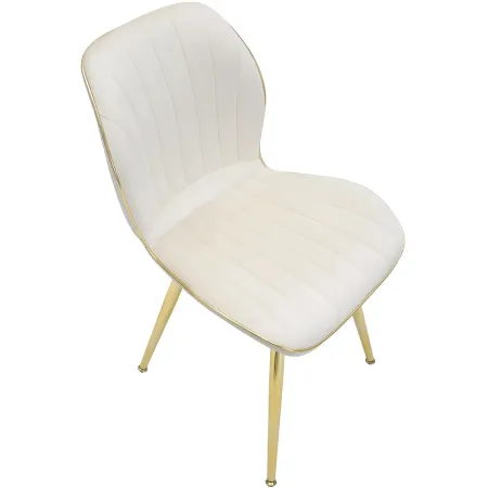 Set 2 Sedie da Pranzo in Velluto Crema Finitura Oro Moderno Soggiorno