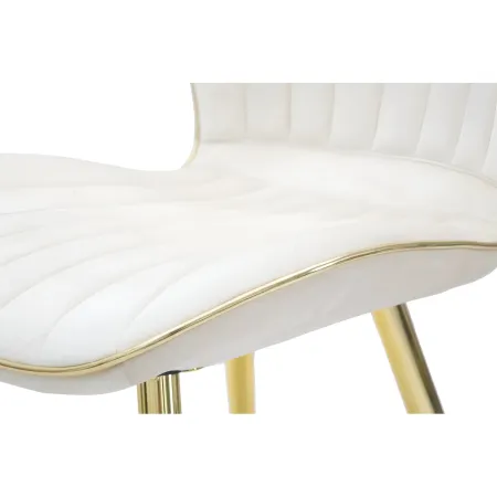 Set 2 Sedie da Pranzo in Velluto Crema Finitura Oro Moderno Soggiorno