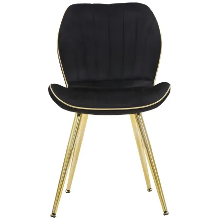 Set 2 Sedie da Pranzo in Velluto Nero Finitura Oro Moderno Soggiorno