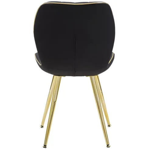 Set 2 Sedie da Pranzo in Velluto Nero Finitura Oro Moderno Soggiorno