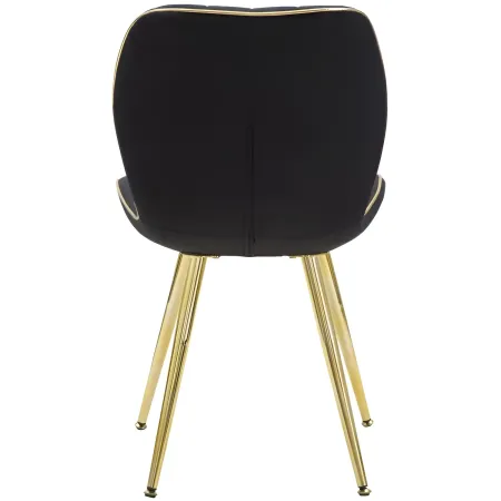 Set 2 Sedie da Pranzo in Velluto Nero Finitura Oro Moderno Soggiorno
