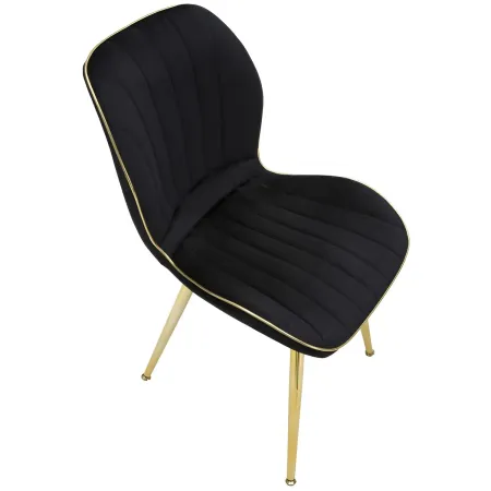 Set 2 Sedie da Pranzo in Velluto Nero Finitura Oro Moderno Soggiorno