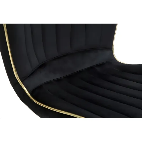 Set 2 Sedie da Pranzo in Velluto Nero Finitura Oro Moderno Soggiorno