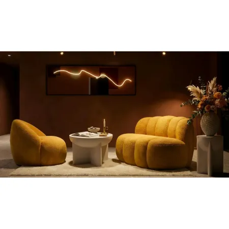 Poltrona Bouclé Senape Seduta Imbottita Moderna per Salotto Lounge