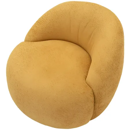 Poltrona Bouclé Senape Seduta Imbottita Moderna per Salotto Lounge