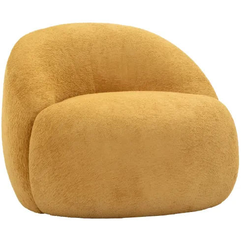 Poltrona Bouclé Senape Seduta Imbottita Moderna per Salotto Lounge