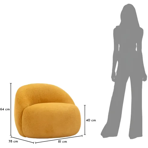 Poltrona Bouclé Senape Seduta Imbottita Moderna per Salotto Lounge