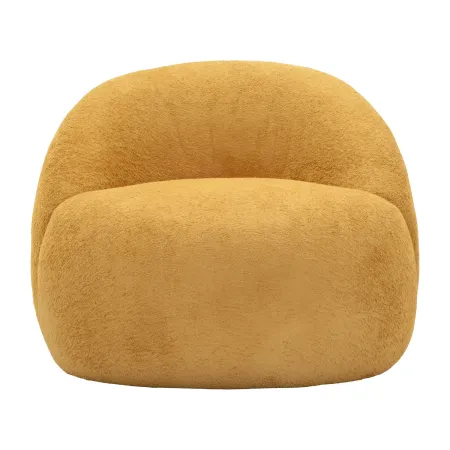 Poltrona Bouclé Senape Seduta Imbottita Moderna per Salotto Lounge