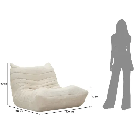 Poltrona Bouclé Compressa Bianco Imbottita Moderna per Salotto Lounge