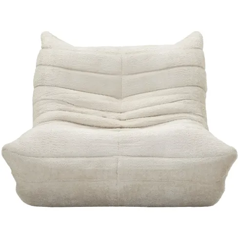 Poltrona Bouclé Compressa Bianco Imbottita Moderna per Salotto Lounge