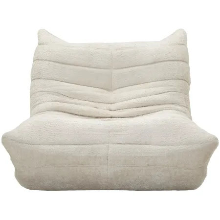 Poltrona Bouclé Compressa Bianco Imbottita Moderna per Salotto Lounge