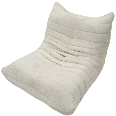 Poltrona Bouclé Compressa Bianco Imbottita Moderna per Salotto Lounge