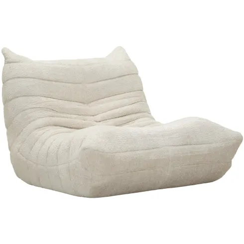 Poltrona Bouclé Compressa Bianco Imbottita Moderna per Salotto Lounge