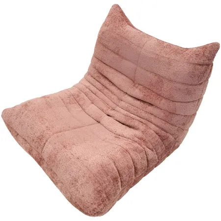 Poltrona Bouclé Compressa Rosa Imbottita Moderna per Salotto Lounge