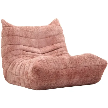 Poltrona Bouclé Compressa Rosa Imbottita Moderna per Salotto Lounge