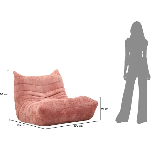 Poltrona Bouclé Compressa Rosa Imbottita Moderna per Salotto Lounge
