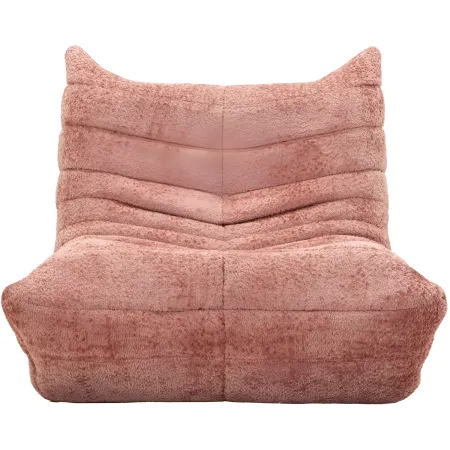 Poltrona Bouclé Compressa Rosa Imbottita Moderna per Salotto Lounge