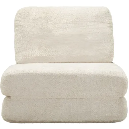 Poltrona Letto Bouclé Compressa Bianco Moderna per Salotto Camera