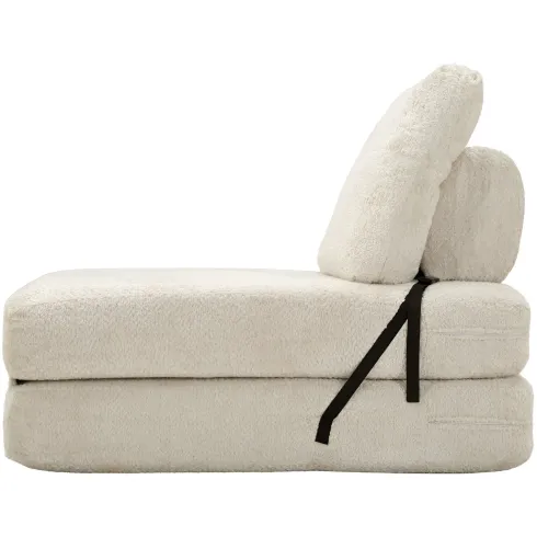 Poltrona Letto Bouclé Compressa Bianco Moderna per Salotto Camera