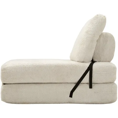 Poltrona Letto Bouclé Compressa Bianco Moderna per Salotto Camera