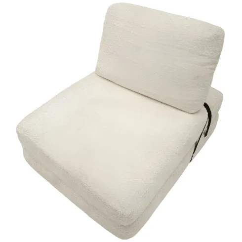Poltrona Letto Bouclé Compressa Bianco Moderna per Salotto Camera