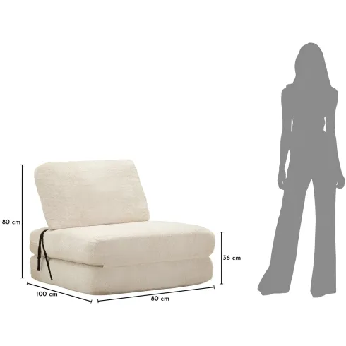 Poltrona Letto Bouclé Compressa Bianco Moderna per Salotto Camera