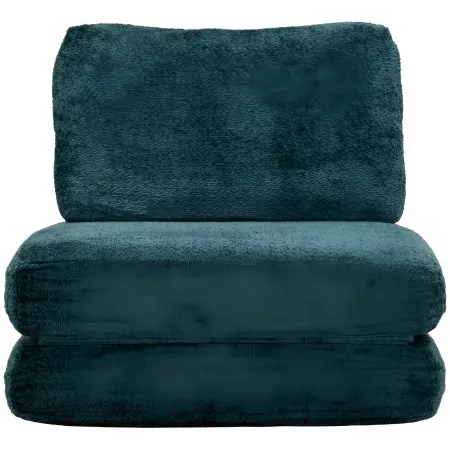 Poltrona Letto Bouclé Compressa Petrolio Moderna per Salotto Camera