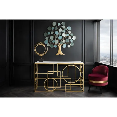 Mobile da Ingresso Metallo Oro Vetro Specchiato 120x41x81 cm Moderno