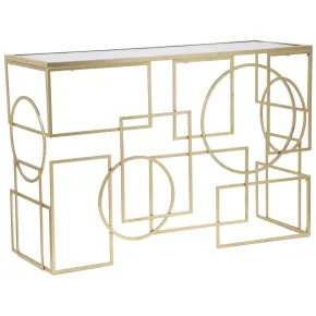 Mobile da Ingresso Metallo Oro Vetro Specchiato 120x41x81 cm Moderno
