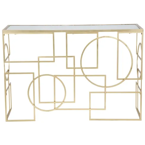Mobile da Ingresso Metallo Oro Vetro Specchiato 120x41x81 cm Moderno