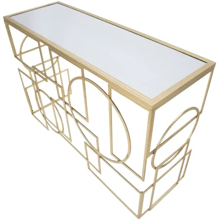 Mobile da Ingresso Metallo Oro Vetro Specchiato 120x41x81 cm Moderno
