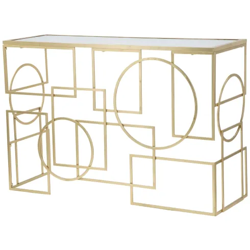 Mobile da Ingresso Metallo Oro Vetro Specchiato 120x41x81 cm Moderno