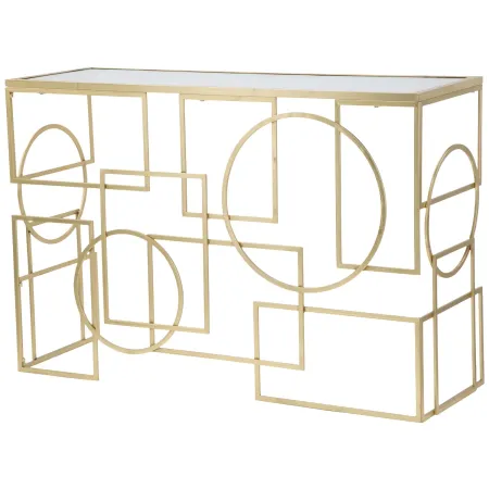 Mobile da Ingresso Metallo Oro Vetro Specchiato 120x41x81 cm Moderno