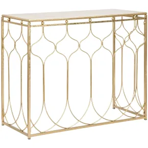 Mobile da Ingresso in Metallo Oro 96,5x41x78 cm Moderno Geometrico
