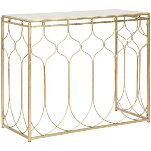 Mobile da Ingresso in Metallo Oro 96,5x41x78 cm Moderno Geometrico