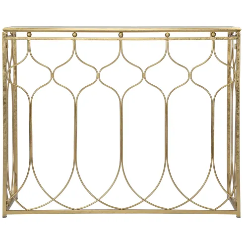 Mobile da Ingresso in Metallo Oro 96,5x41x78 cm Moderno Geometrico