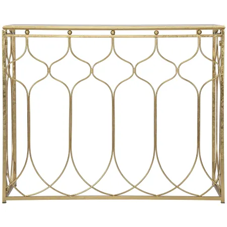 Mobile da Ingresso in Metallo Oro 96,5x41x78 cm Moderno Geometrico