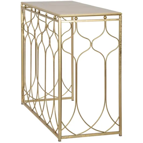 Mobile da Ingresso in Metallo Oro 96,5x41x78 cm Moderno Geometrico