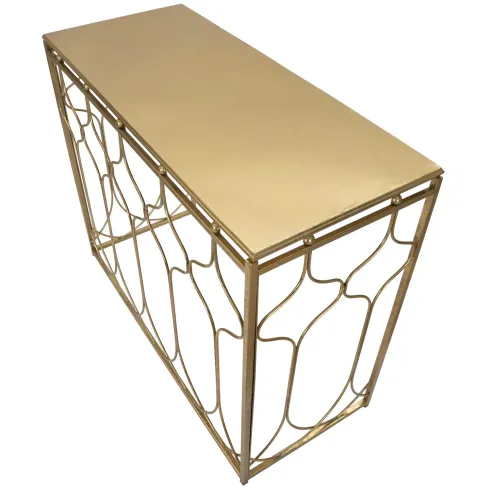 Mobile da Ingresso in Metallo Oro 96,5x41x78 cm Moderno Geometrico