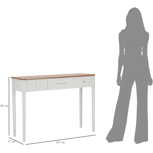 Mobile da Ingresso in Legno Bianco con 3 Cassetti Piano Marrone