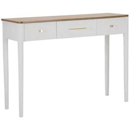 Mobile da Ingresso in Legno Bianco con 3 Cassetti Piano Marrone