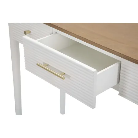Mobile da Ingresso in Legno Bianco con 3 Cassetti Piano Marrone