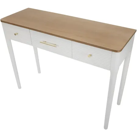 Mobile da Ingresso in Legno Bianco con 3 Cassetti Piano Marrone