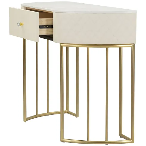 Mobile da Ingresso Similpelle Trapuntata Bianco Oro con Cassetto