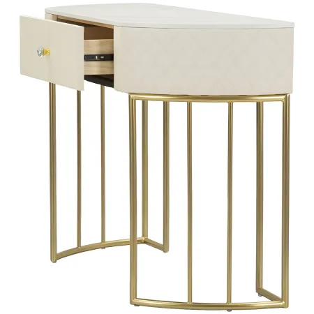 Mobile da Ingresso Similpelle Trapuntata Bianco Oro con Cassetto